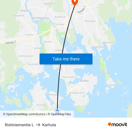 Ristiniementie L to Karhula map