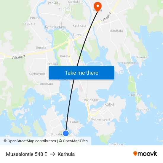 Mussalontie 548 E to Karhula map