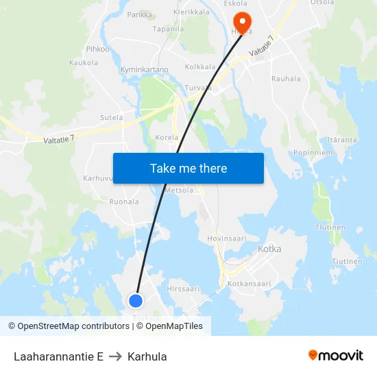 Laaharannantie E to Karhula map