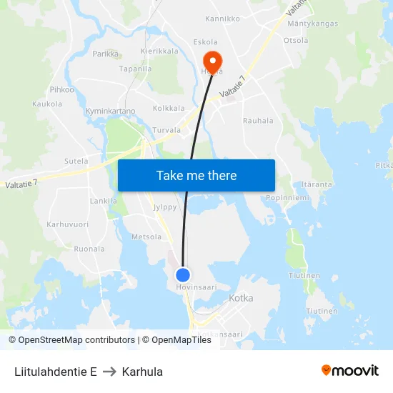 Liitulahdentie E to Karhula map