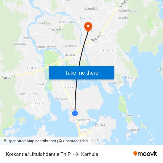 Kotkantie/Liitulahdentie Th P to Karhula map