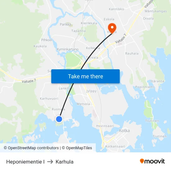 Heponiementie I to Karhula map