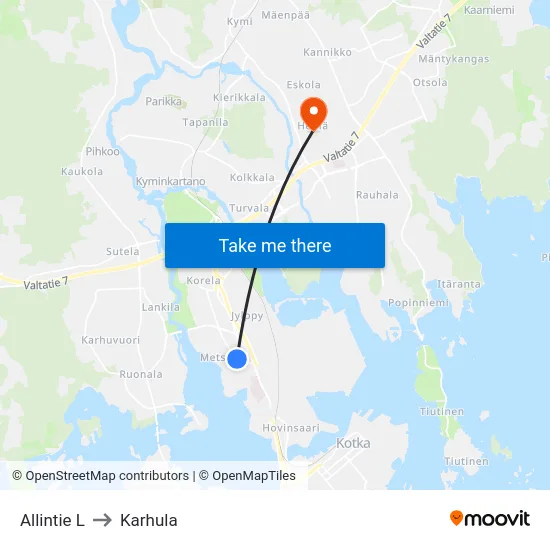 Allintie L to Karhula map