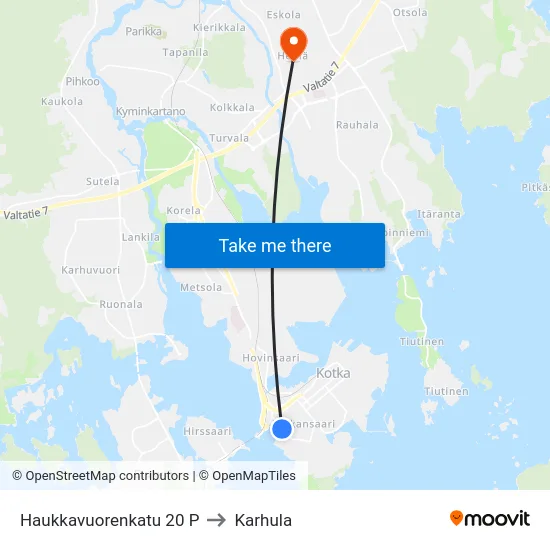 Haukkavuorenkatu 20 P to Karhula map