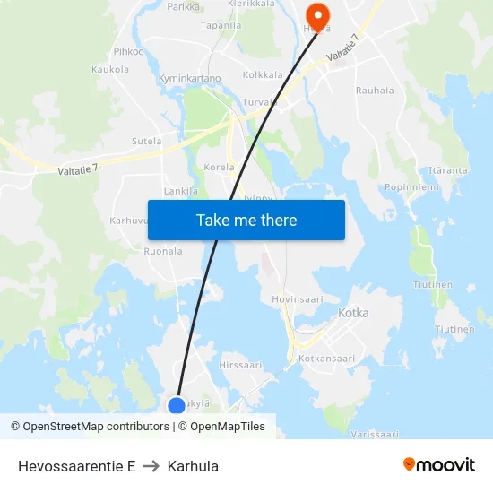 Hevossaarentie E to Karhula map