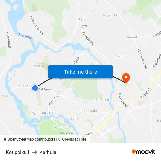 Kotipolku I to Karhula map