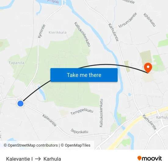Kalevantie I to Karhula map