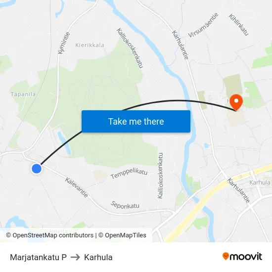 Marjatankatu P to Karhula map
