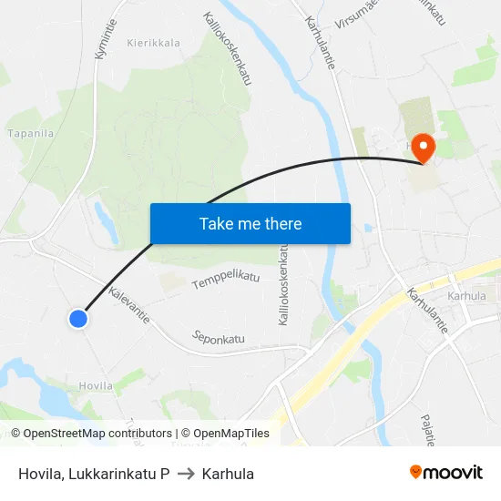 Hovila, Lukkarinkatu P to Karhula map