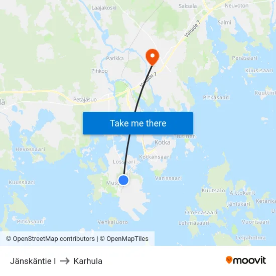 Jänskäntie I to Karhula map
