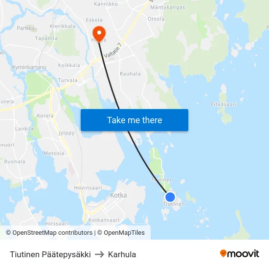 Tiutinen Päätepysäkki to Karhula map