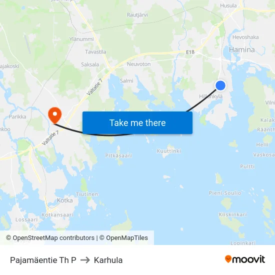 Pajamäentie Th P to Karhula map