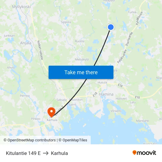 Kitulantie 149 E to Karhula map