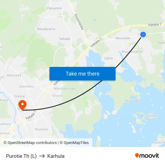 Purotie Th (L) to Karhula map