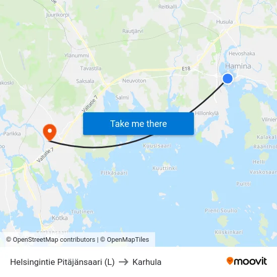 Helsingintie  Pitäjänsaari (L) to Karhula map