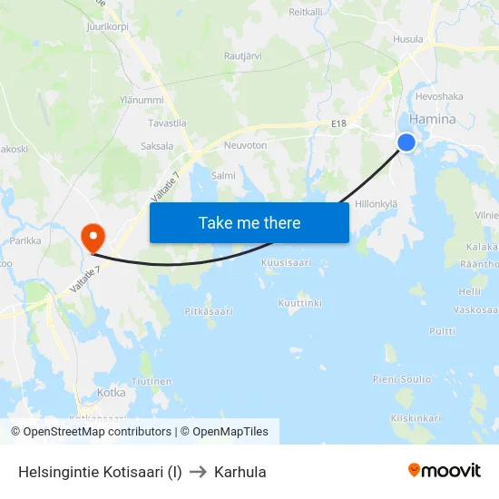 Helsingintie  Kotisaari (I) to Karhula map