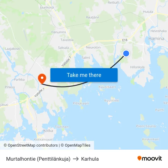 Murtalhontie  (Penttilänkuja) to Karhula map