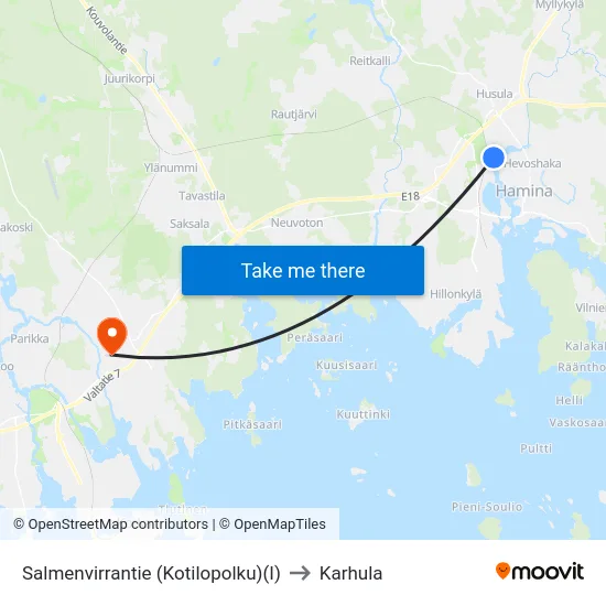 Salmenvirrantie  (Kotilopolku)(I) to Karhula map