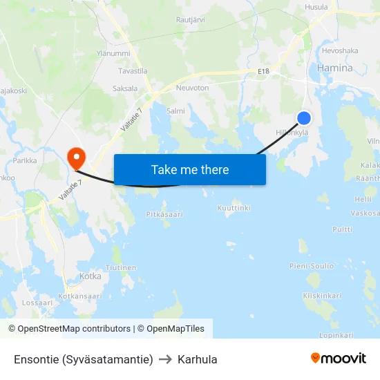 Ensontie  (Syväsatamantie) to Karhula map