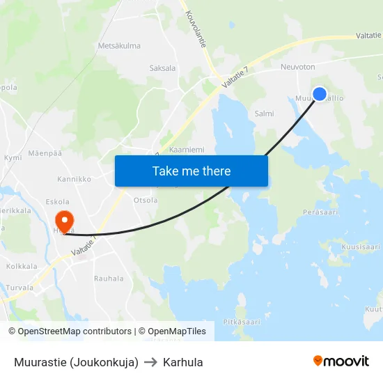 Muurastie  (Joukonkuja) to Karhula map