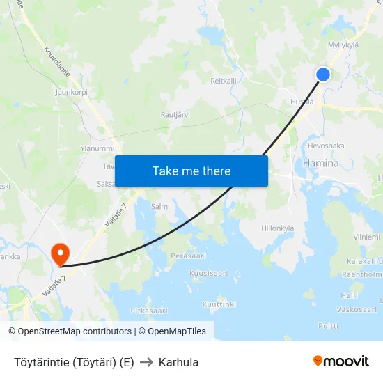 Töytärintie  (Töytäri) (E) to Karhula map