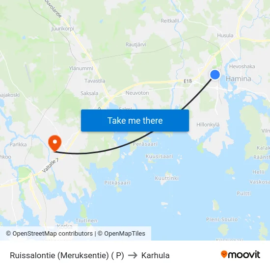 Ruissalontie  (Meruksentie) ( P) to Karhula map