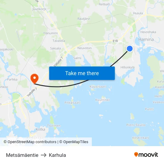 Metsämäentie to Karhula map
