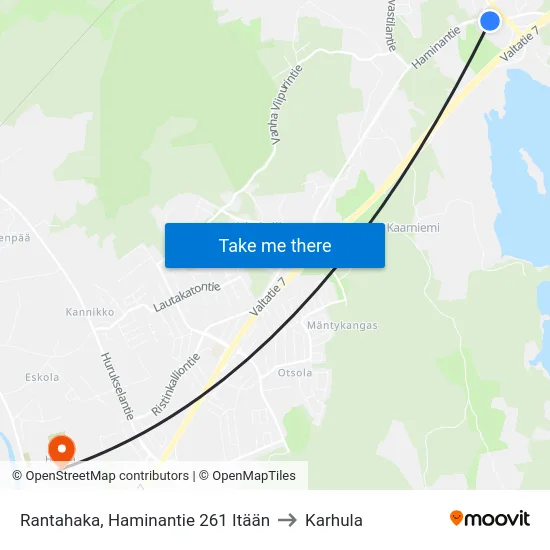 Rantahaka, Haminantie 261 Itään to Karhula map