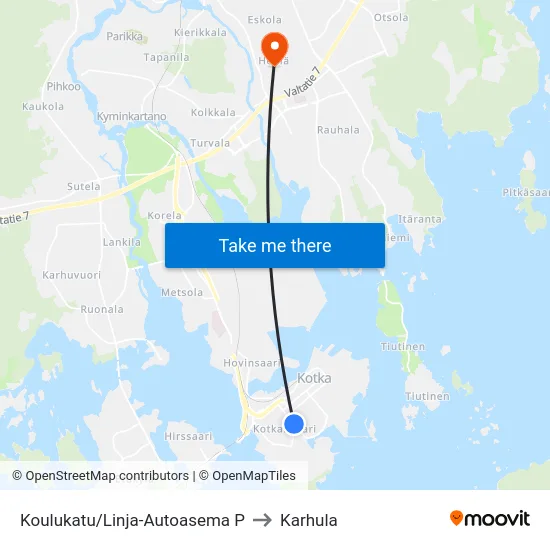Koulukatu/Linja-Autoasema P to Karhula map