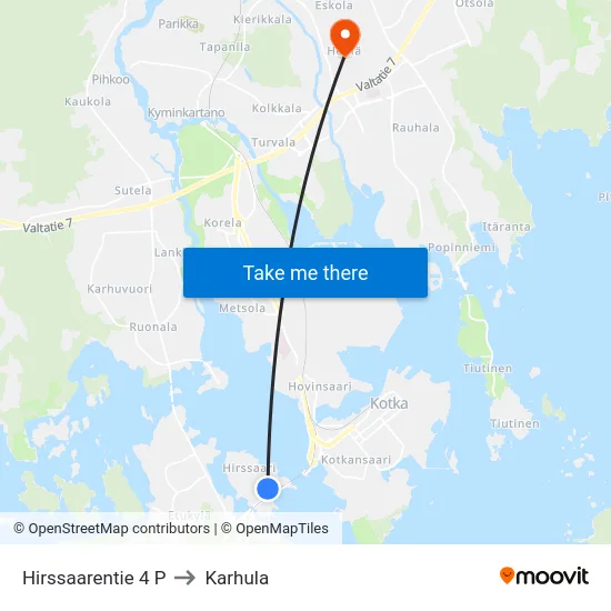 Hirssaarentie 4 P to Karhula map