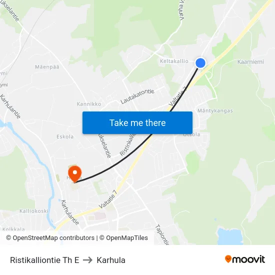 Ristikalliontie Th E to Karhula map