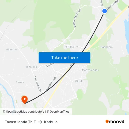 Tavastilantie Th E to Karhula map