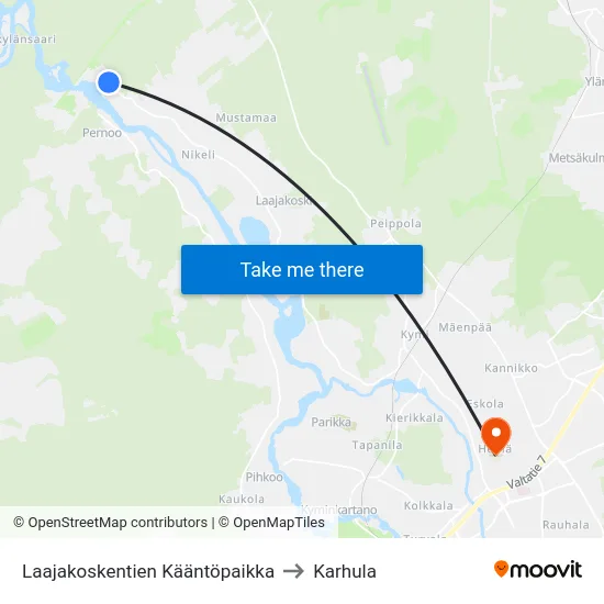 Laajakoskentien Kääntöpaikka to Karhula map