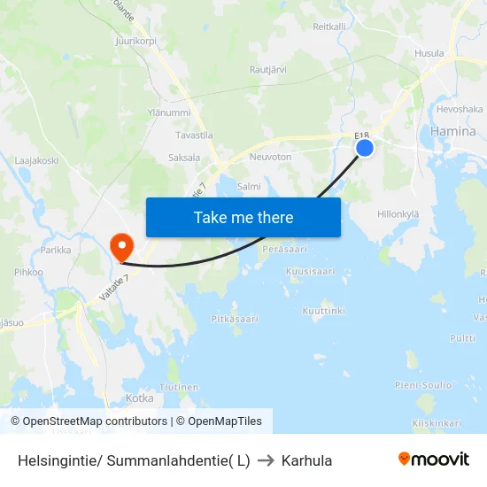 Helsingintie/ Summanlahdentie( L) to Karhula map