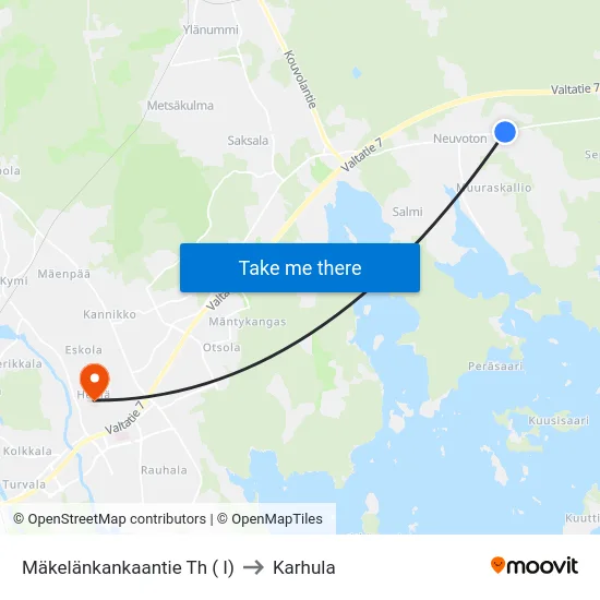 Mäkelänkankaantie Th ( I) to Karhula map