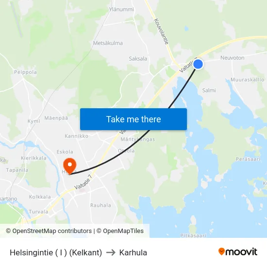 Helsingintie ( I ) (Kelkant) to Karhula map