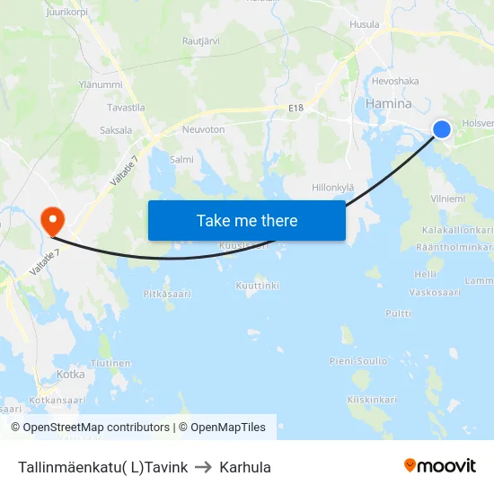 Tallinmäenkatu( L)Tavink to Karhula map