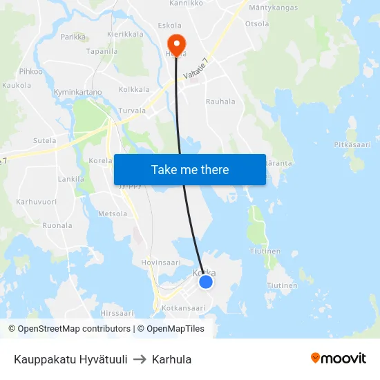 Kauppakatu  Hyvätuuli to Karhula map