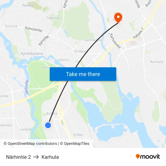 Närhintie 2 to Karhula map