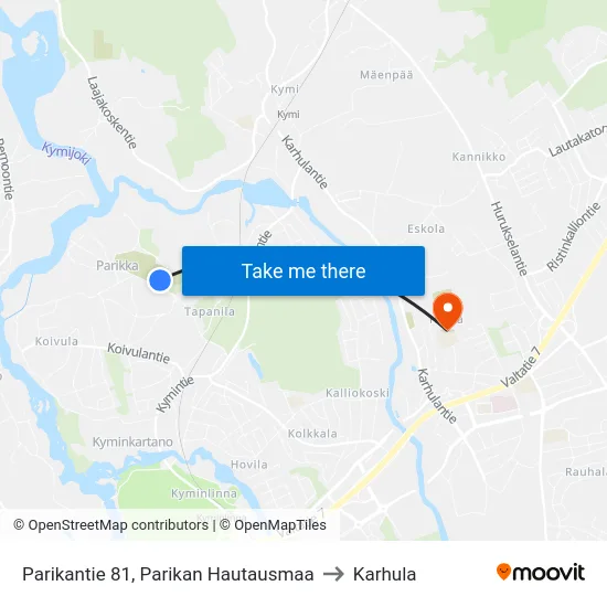 Parikantie 81, Parikan Hautausmaa to Karhula map
