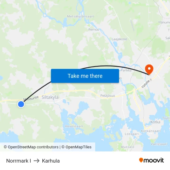Norrmark I to Karhula map