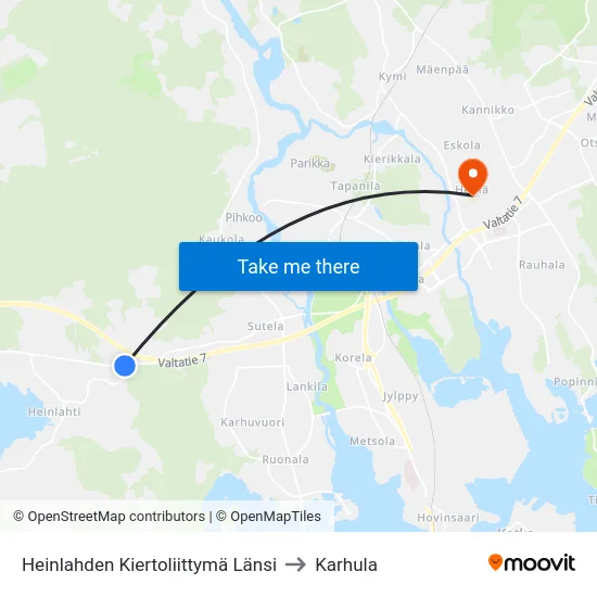 Heinlahden Kiertoliittymä Länsi to Karhula map