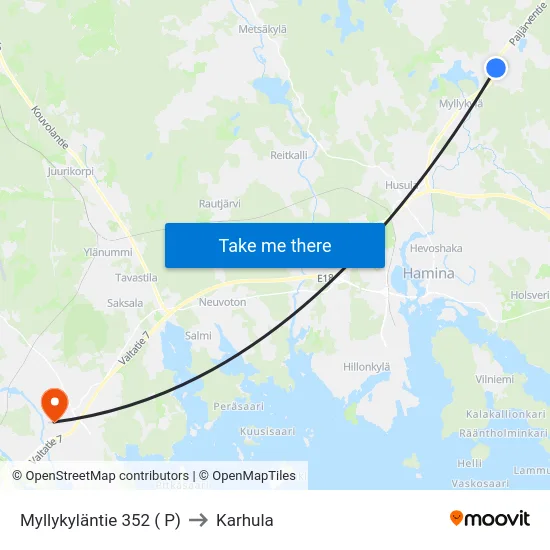 Myllykyläntie 352 ( P) to Karhula map