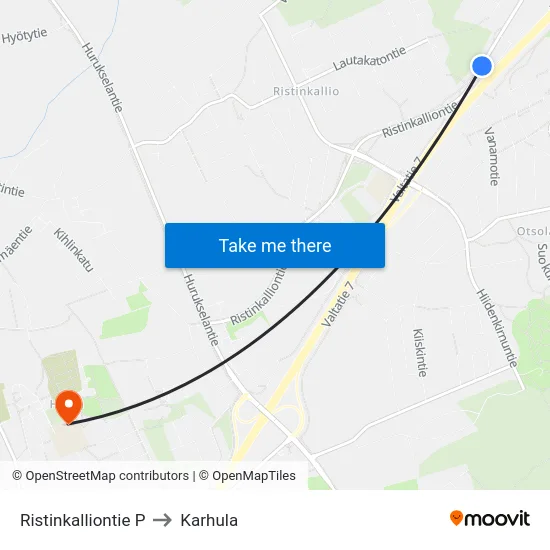 Ristinkalliontie P to Karhula map