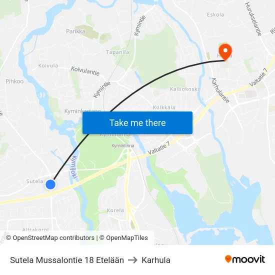 Sutela Mussalontie 18 Etelään to Karhula map