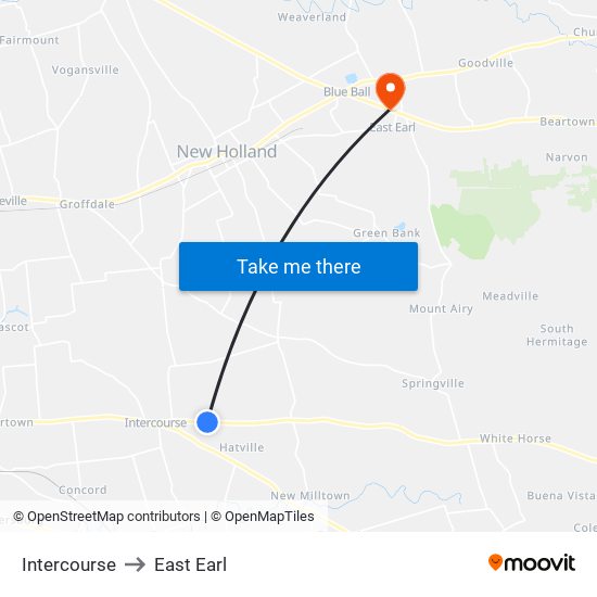 Intercourse to East Earl map