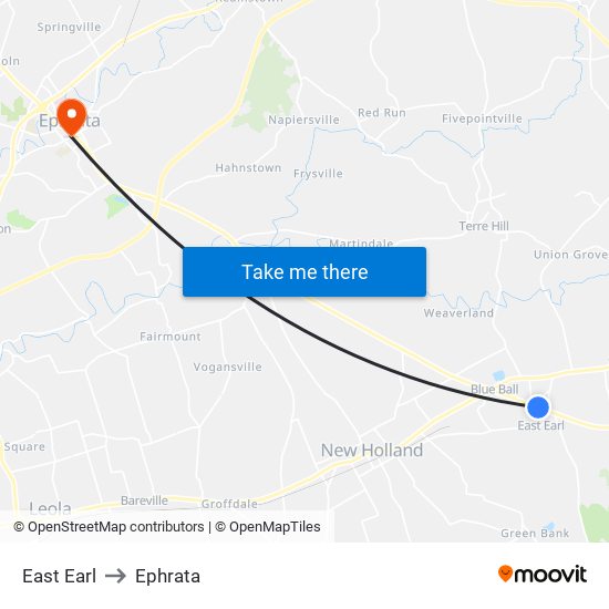 East Earl to Ephrata map