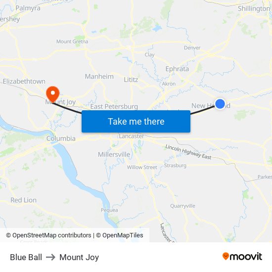 Blue Ball to Mount Joy map