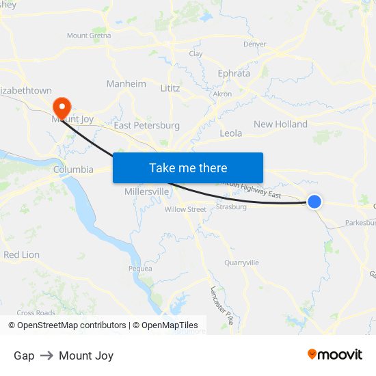 Gap to Mount Joy map