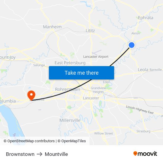 Brownstown to Mountville map